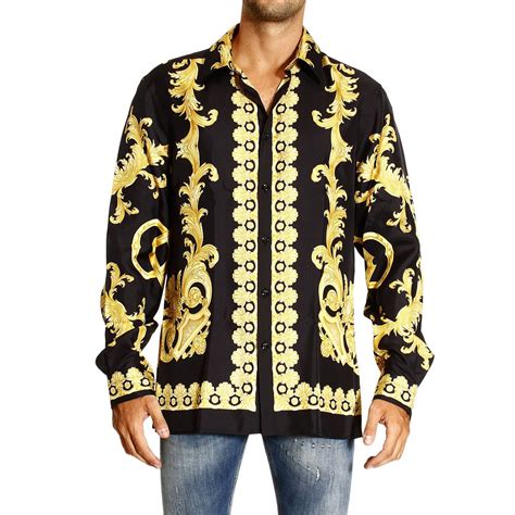 camicia versace azzurra e dorata uomo|Camicie da uomo Versace .